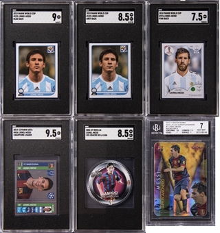 2006-2015 Lionel Messi SGC/BGS-Graded Card Collection (6 Different) Featuring SGC MT+ 9.5 Example!